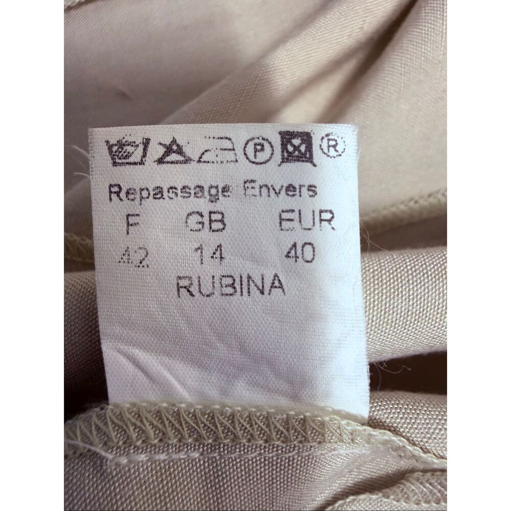 Perspective Beige Linen Blend Sheath Dress Sleeveless Square Neck EU 40 US 8 - Picture 12 of 13